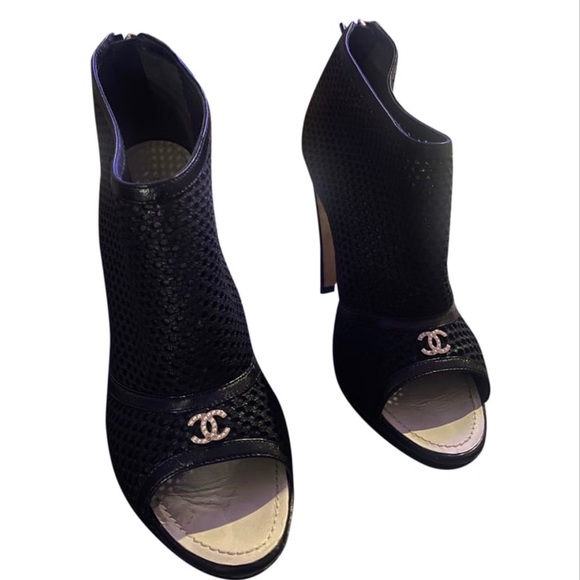 Authentic Chanel Open Toe Booties sz Euro 40 US 8.5-9 - Picture 1 of 11